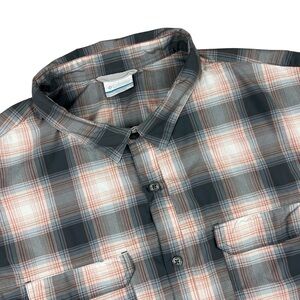 Columbia Shirt Mens XXL Omni-wick Plaid Orange Gray Short Sleeve‎ Outdoor Hiking